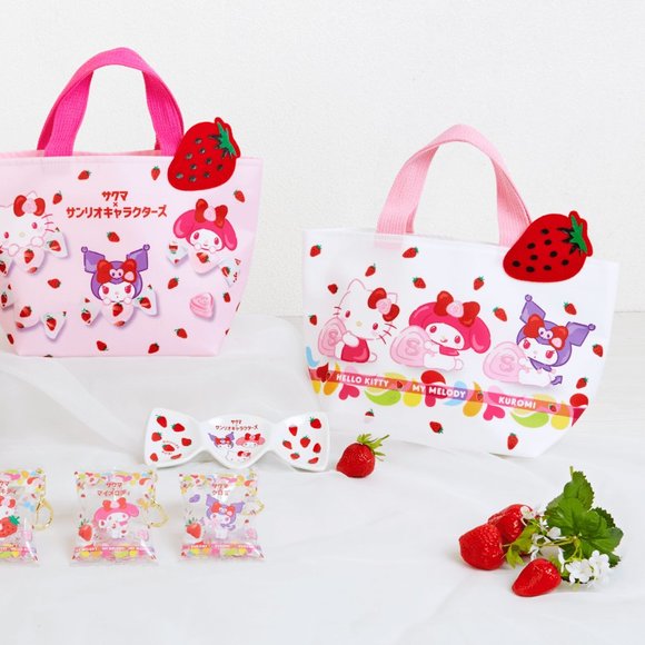 Sanrio x Sakuma Strawberry Milk Candy kuji small tote - white - Picture 5 of 6